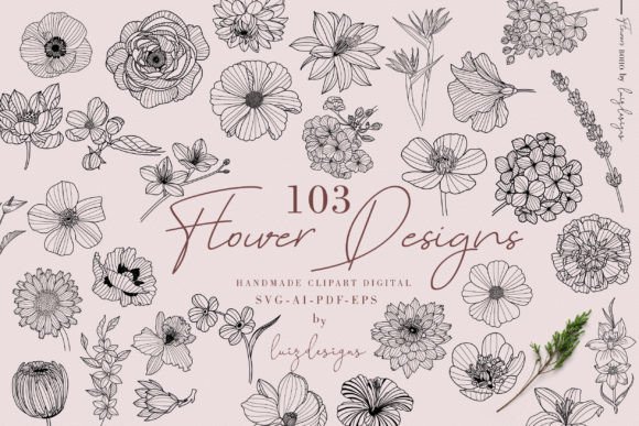 103 Botanical Svg Clipart Wildflower Svg