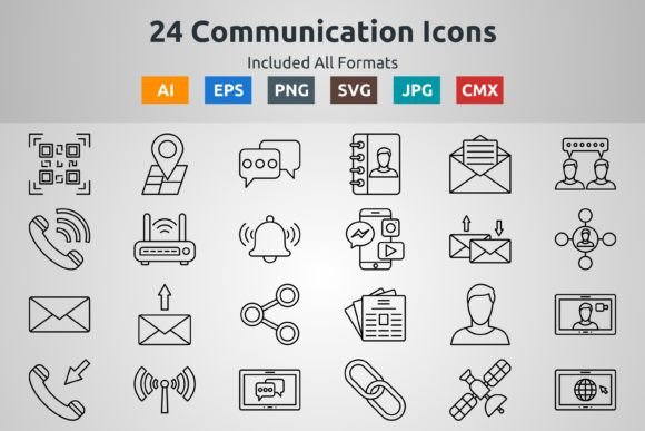 24 Communication Outline Icons