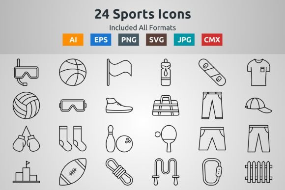 24 Sports Outline Icons