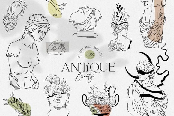 Ancient Greece, Antique Sculptures Set