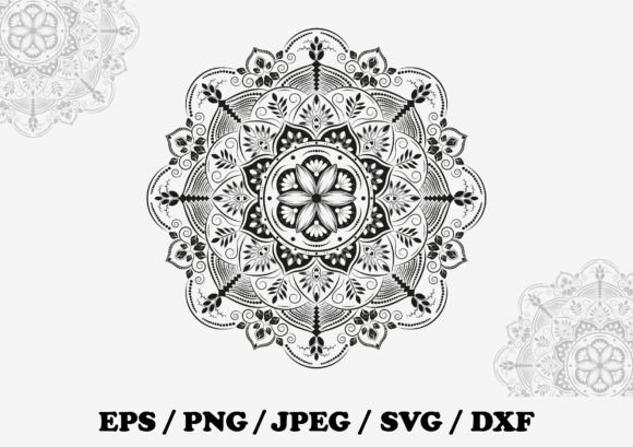 Black and White Elegant Floral Mandala: Graphics for Creative Branding