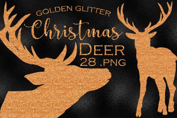 Christmas Gold Glitter Deer Graphics