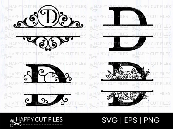 D Alphabet Letter Split Monogram Svg Png: Graphics for Crafts and Content