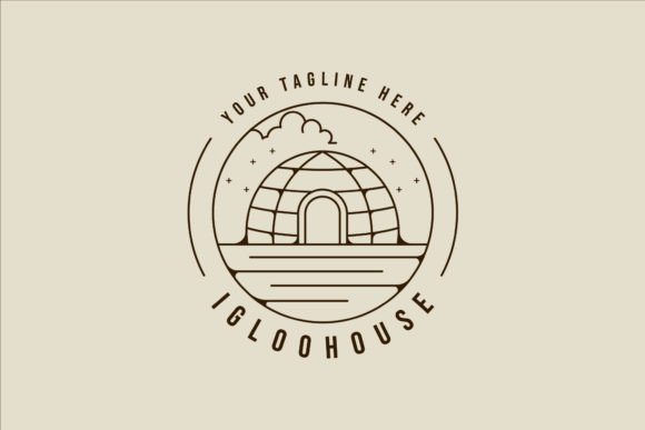 Igloo House Logo Line Art Vector Vintage Graphics