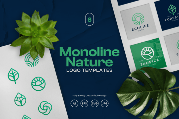 Monoline Nature Logo Template: Graphics & Logos