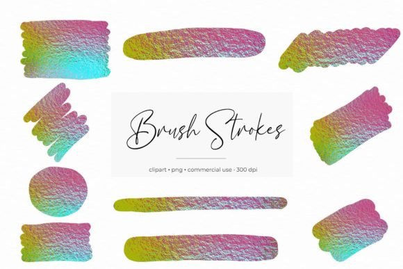 Rainbow Brush Strokes Clipart: Graphics for Decorative Elements