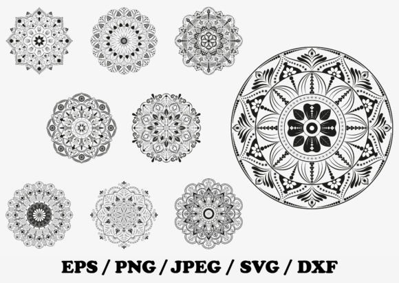 Set of Nine Elegant Floral Mandalas