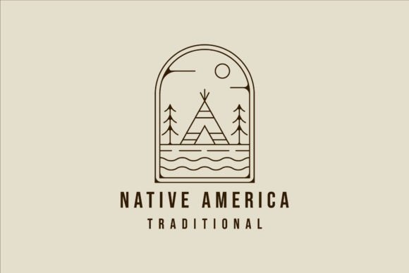 Teepees Indian Line Logo Vector Design: Graphics & Logos for Adventure Brands