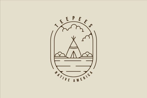 Teepees Line Art Logo Vector Design Graphics